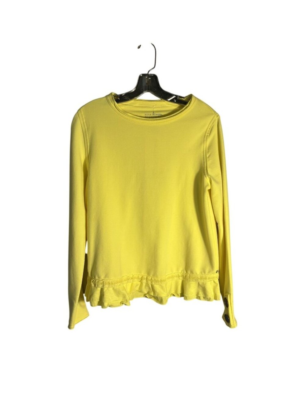 Seaside Yellow Long Sleeve By Neon Buddha Ruffled Hem Button Detail Top Size S - Picture 2 of 10